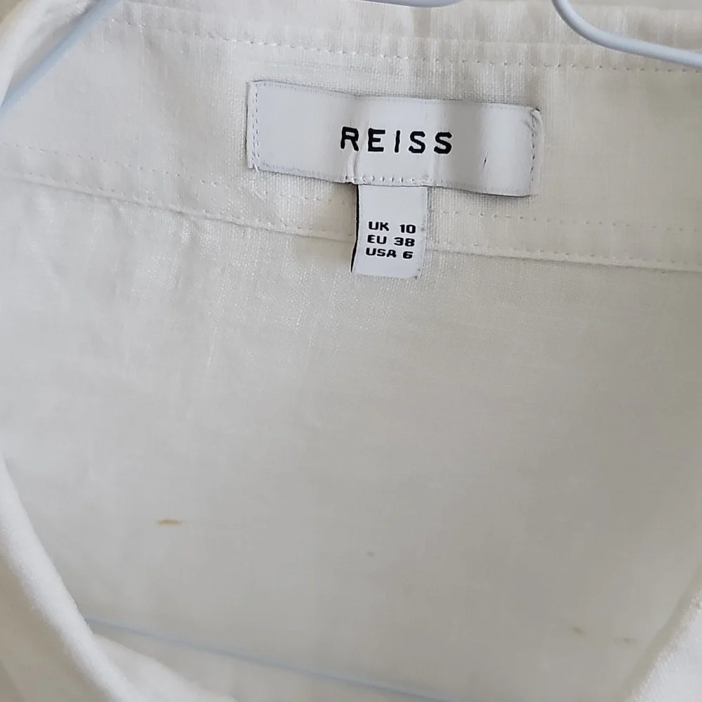 REISS Campbell 100% Lightweight Linen Button Down Shirt USA 6 - Picture 3 of 4